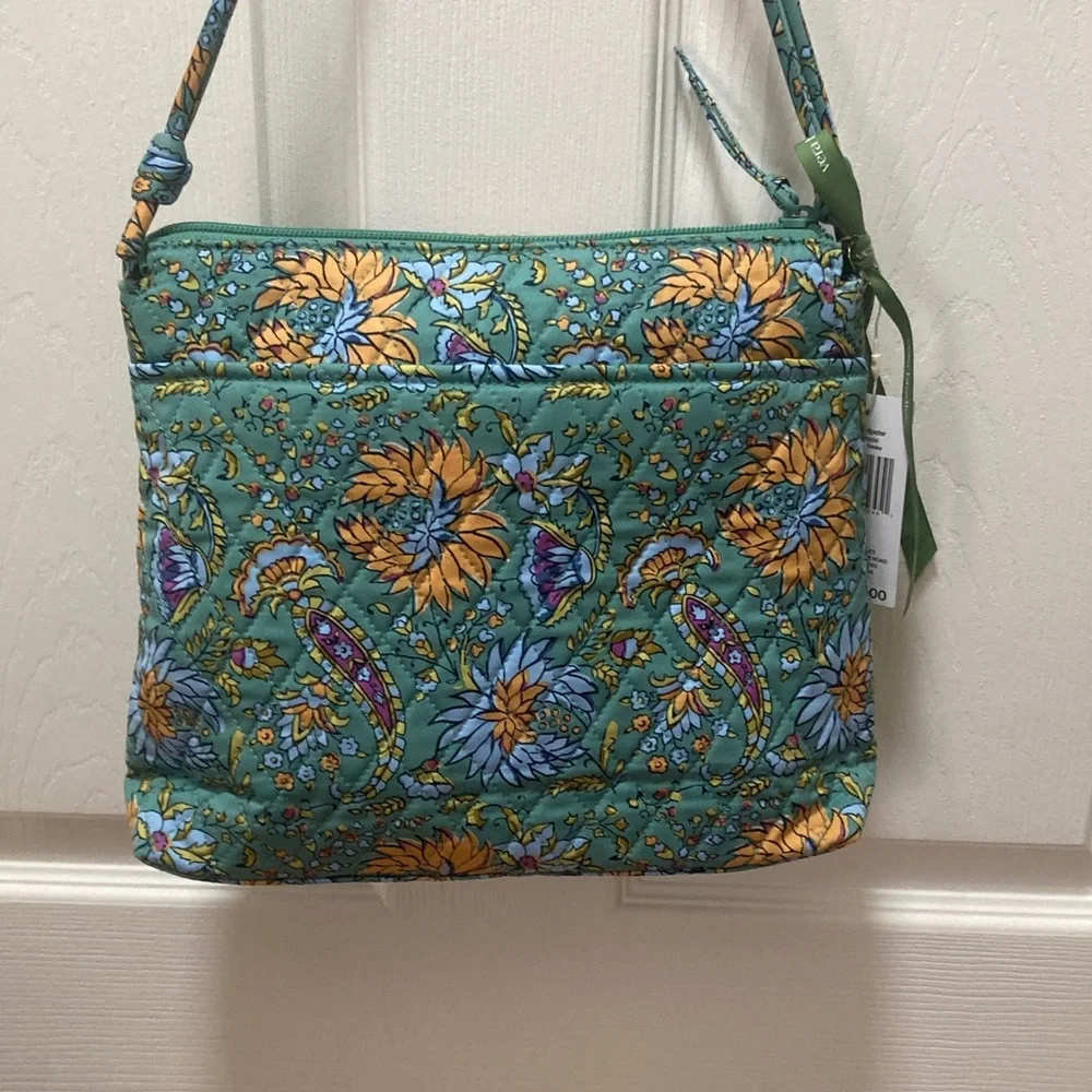 Vera Bradley Teal and Yellow Floral Shoulder Bag